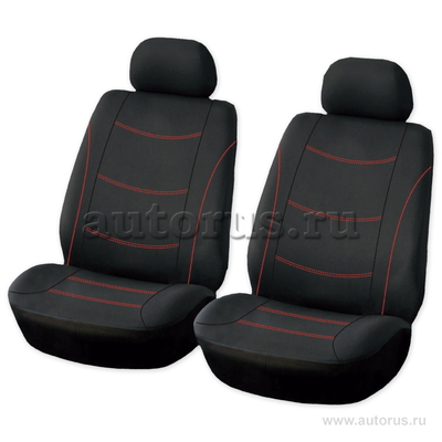 Чехлы на передние сиденья (рубашка) с подголовником, черный с красной строчкой 4пр. ARNEZI A0508005