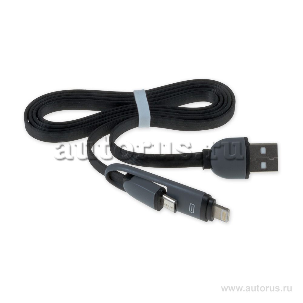 Дата-кабель зарядный 2 в 1 от USB Micro USB/iPhone-5/6 BLACK 1 м ARNEZI A0605002