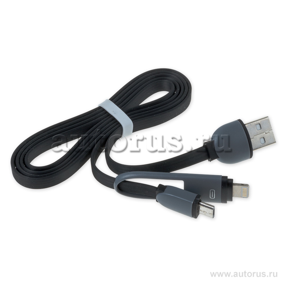 Дата-кабель зарядный 2 в 1 от USB Micro USB/iPhone-5/6 BLACK 1 м ARNEZI A0605002