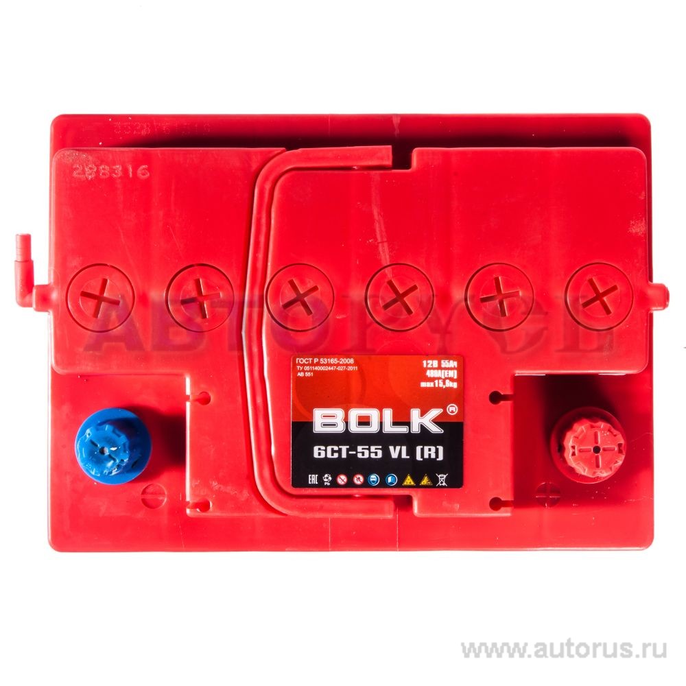 Аккумулятор BOLK Standart 55 А/ч обратная R+ EN 450A 242x175x190 AB 550 AB 550