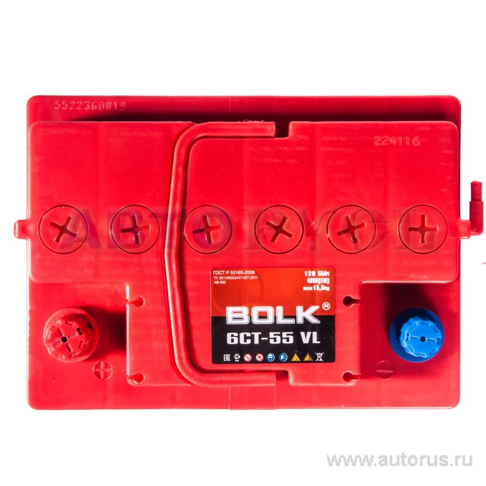 Аккумулятор BOLK Standart 55 А/ч прямая L+ EN 450A 242x175x190 AB 551 AB 551