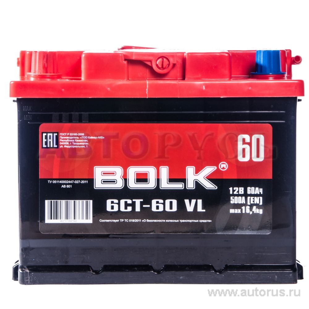 Аккумулятор BOLK Standart 60 А/ч прямая L+ EN 500A 242x175x190 AB 601 AB 601