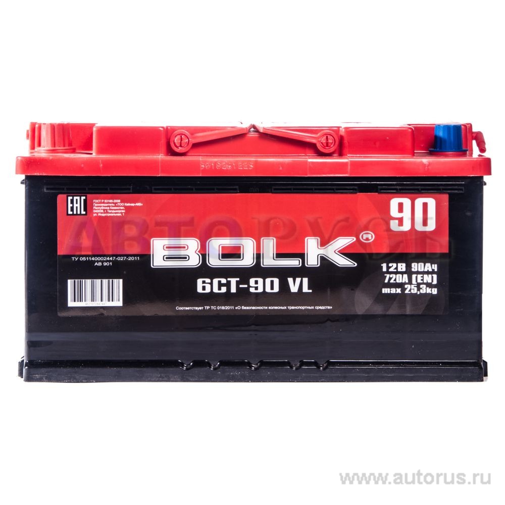 Аккумулятор BOLK Standart 90 А/ч прямая L+ EN 720A 353x175x190 AB 901 AB 901