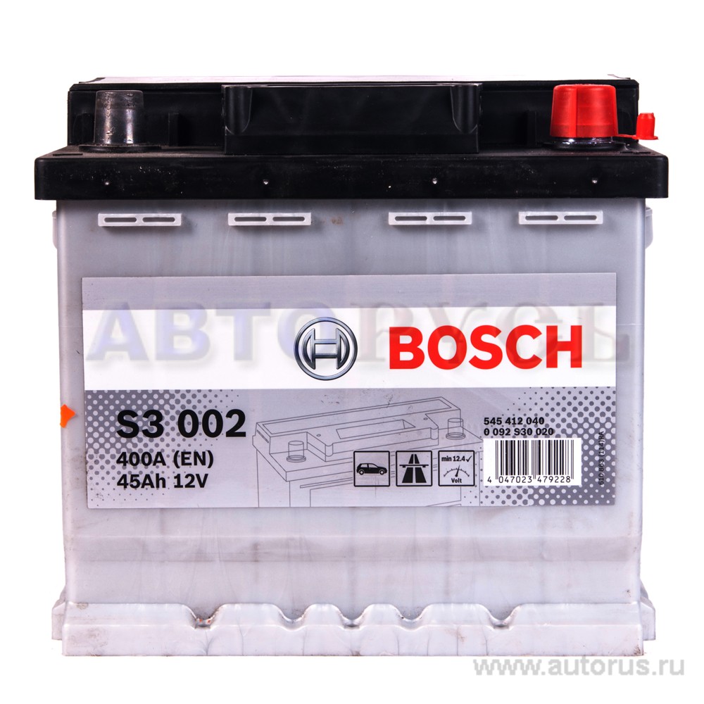 Аккумулятор BOSCH Silver 45 А/ч 545 412 040 обратная R+ EN 400A 207x175x190 S3 002 0 092 S30 020