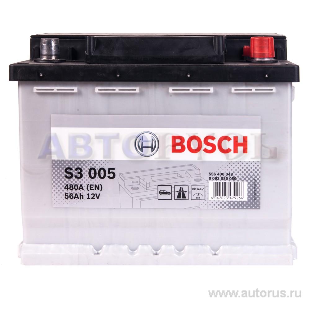 Аккумулятор BOSCH Silver 56 А/ч 556 400 048 обратная R+ EN 480A 242x175x190 S3 005 0 092 S30 050