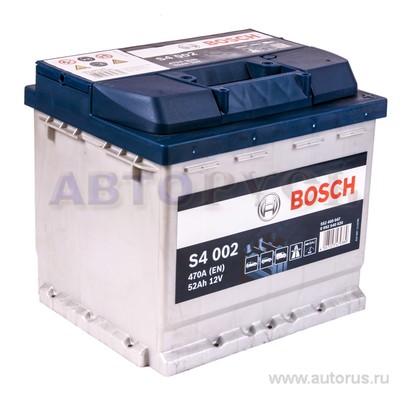 Аккумулятор BOSCH Silver 52 А/ч 552 400 047 обратная R+ EN 470A 207x175x190 S4 002 0 092 S40 020