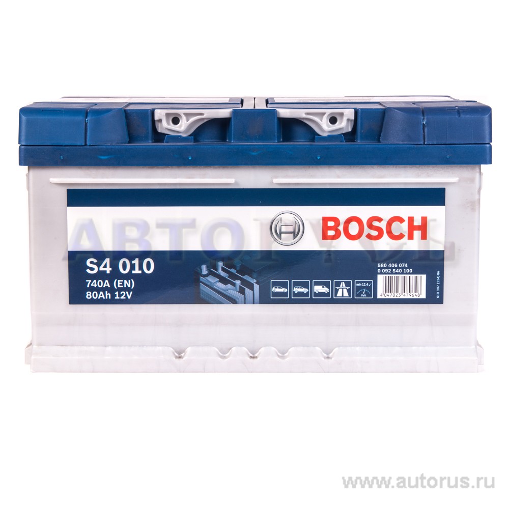 Аккумулятор BOSCH Silver 80 А/ч 580 406 074 обратная R+ EN 740A 315x175x175 S4 010 0 092 S40 100