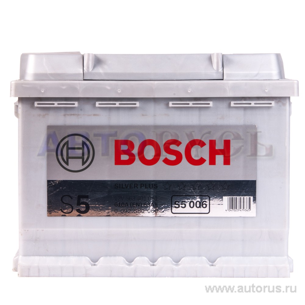 Аккумулятор BOSCH Silver Plus 63 А/ч 563 401 061 прямая L+ EN 610A 242x175x190 S5 006 0 092 S50 060