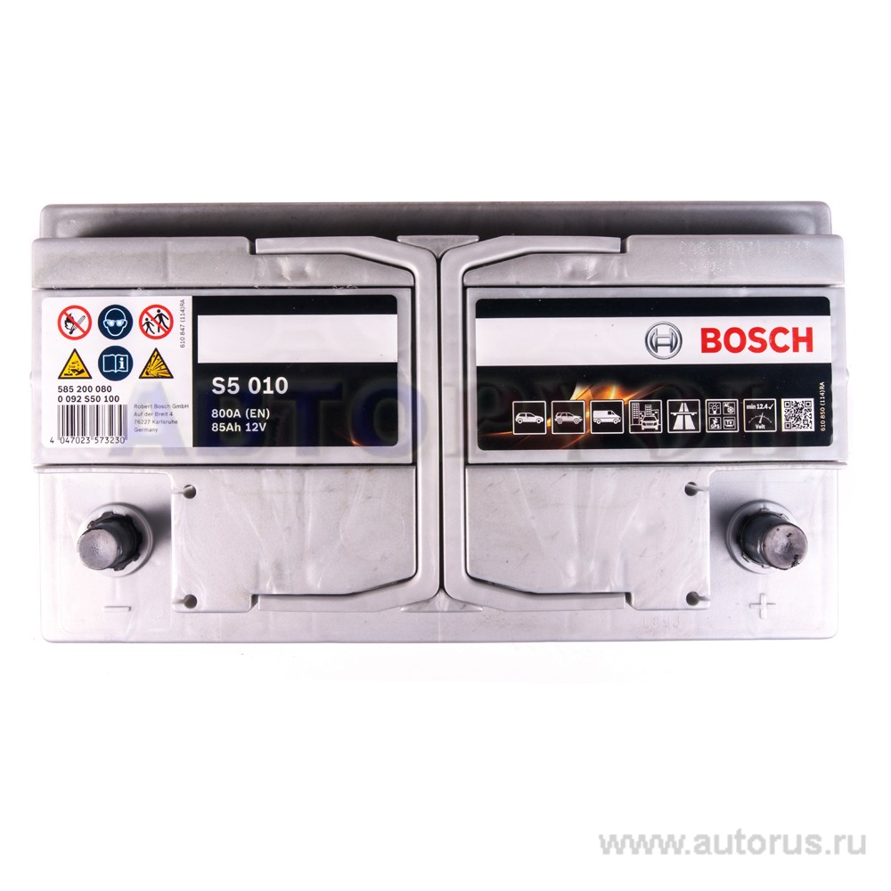 Аккумулятор BOSCH Silver Plus 85 А/ч 585 200 080 обратная R+ EN 800A 315x175x175 S5 010 0 092 S50 100