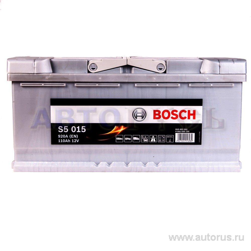Аккумулятор BOSCH Silver Plus 110 А/ч 610 402 092 обратная R+ EN 920A 393x175x190 S5 015 0 092 S50 150