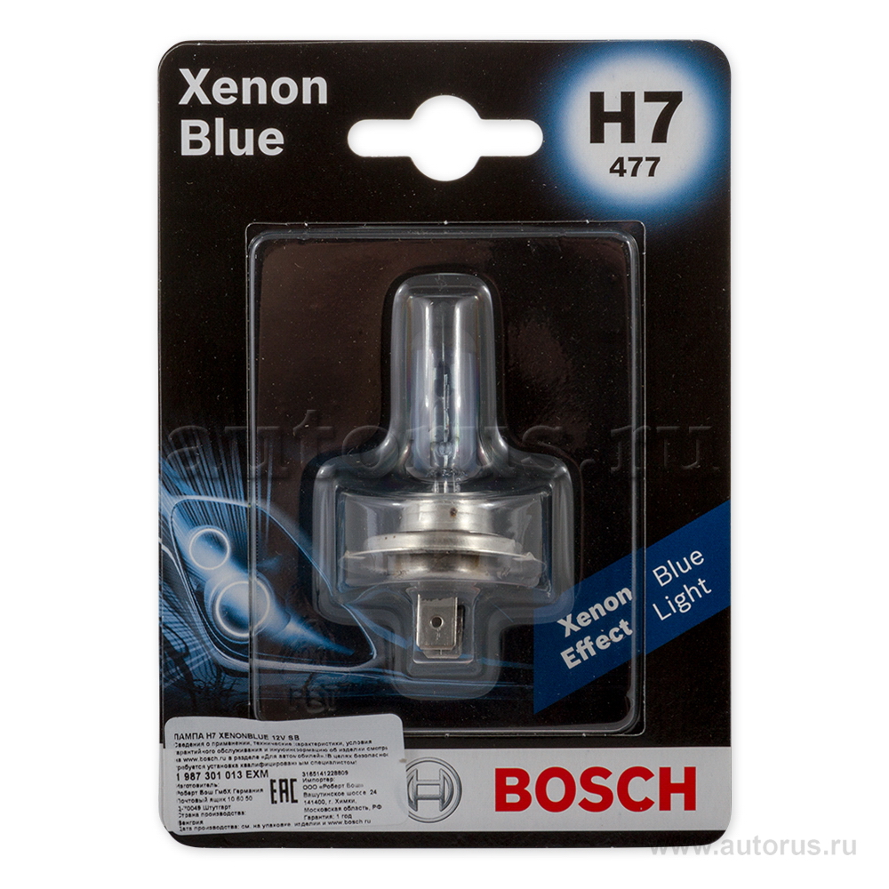 Лампа 12V H7 55W BOSCH 1 шт. картон 1 987 301 013