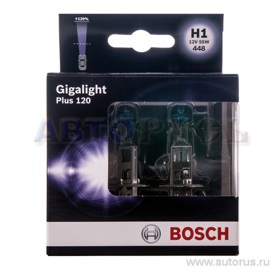 Лампа 12V H1 55W +120% BOSCH Gigalight Plus 2 шт. картон 1 987 301 105