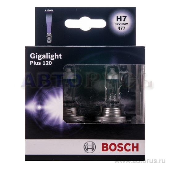 Лампа 12V H7 55W +120% BOSCH Gigalight Plus 2 шт. картон 1 987 301 107