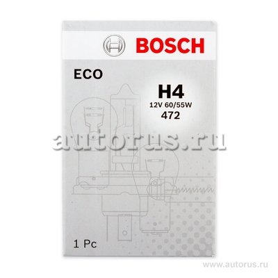 Лампа 12V H4 60/55W P43t BOSCH ECO 1 шт. картон 1 987 302 803