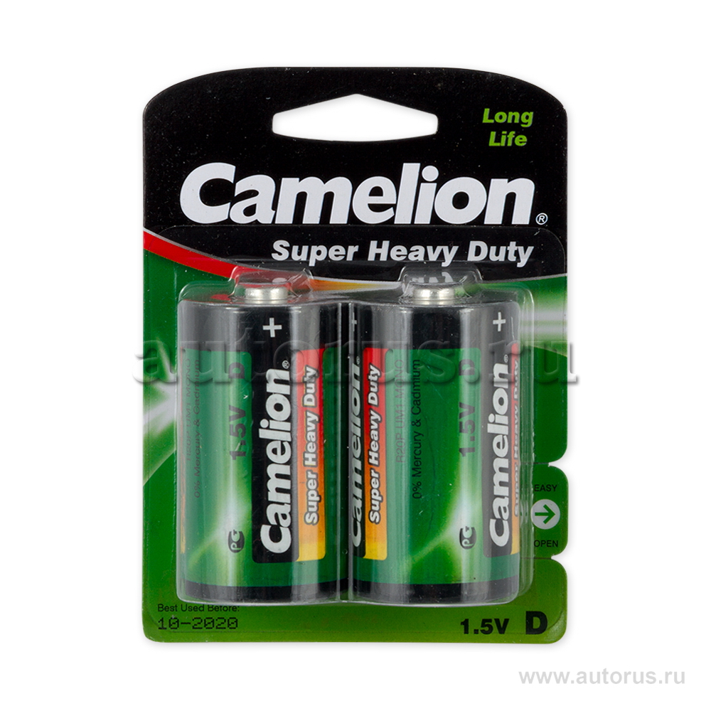 Батарейка солевая тип D 1,5В 2шт Camelion Super Heavy Duty R20P-BP2G