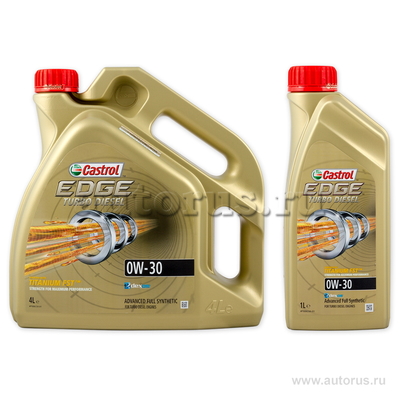 Масло моторное Castrol EDGE Turbo Diesel FST SN/CF 0W30 синтетическое 4 л + 1 л 15BB0D