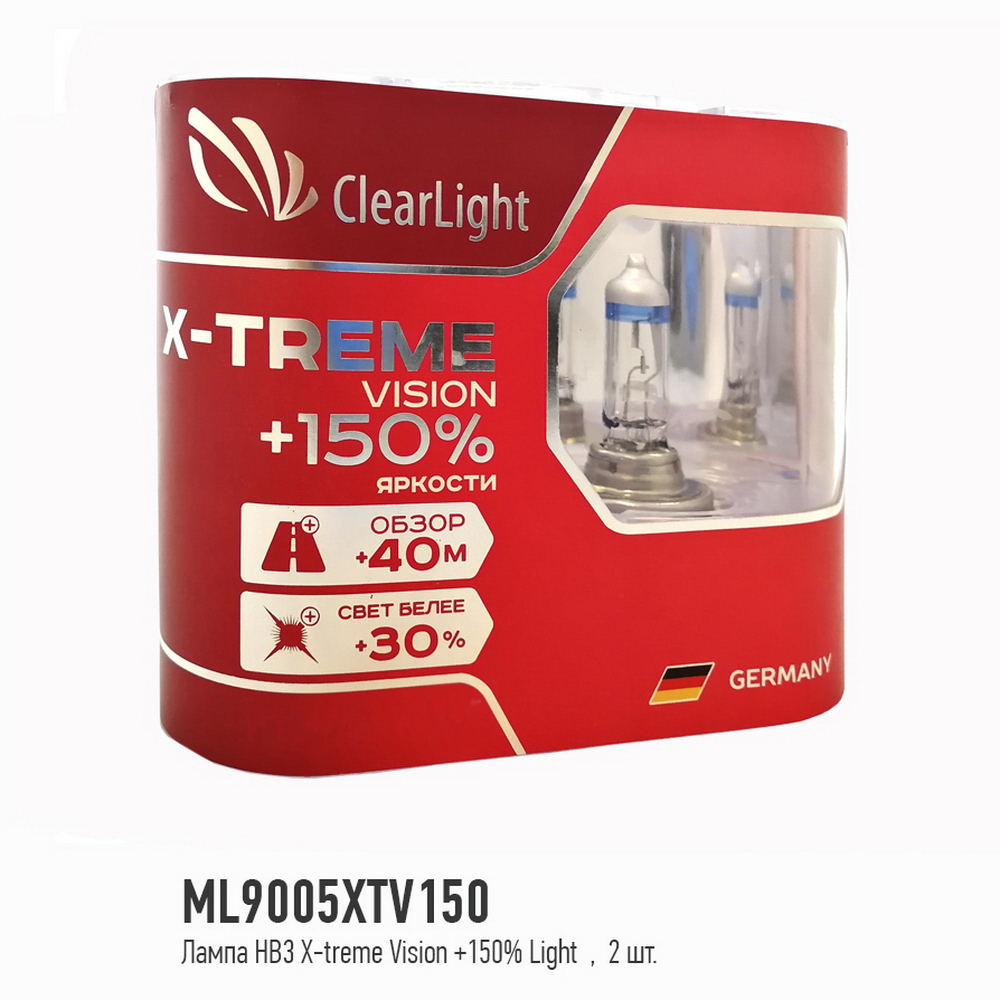 Лампа галоген ClearLight HВ3 X-treme Vision +150% ,2 шт, DUOBOX ClearLight ML9005XTV150