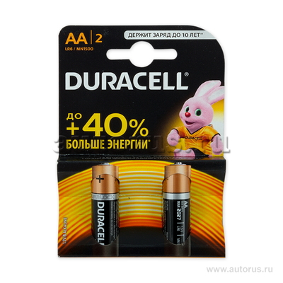 Батарейка алкалиновая тип AA 1,5В 2шт Duracell LR6 MN1500 BL-2 New