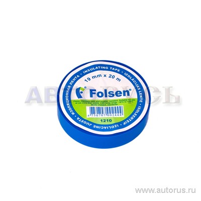 Лента изоляционная 19мм x 20м толщина 0,18мм ПВХ синяя от -18C до +105C Folsen Premium 012102