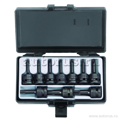Набор головок-бит ударных Torx T20-70 L 60мм 1/2DR кейс 10пр. FORCE 41013