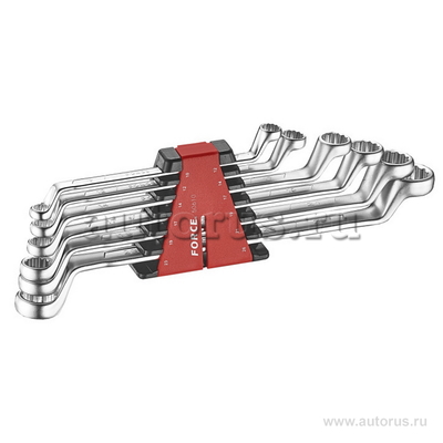 Набор ключей накидных 10x12мм-23x26мм гнутых 75 градусов 6пр FORCE 50610