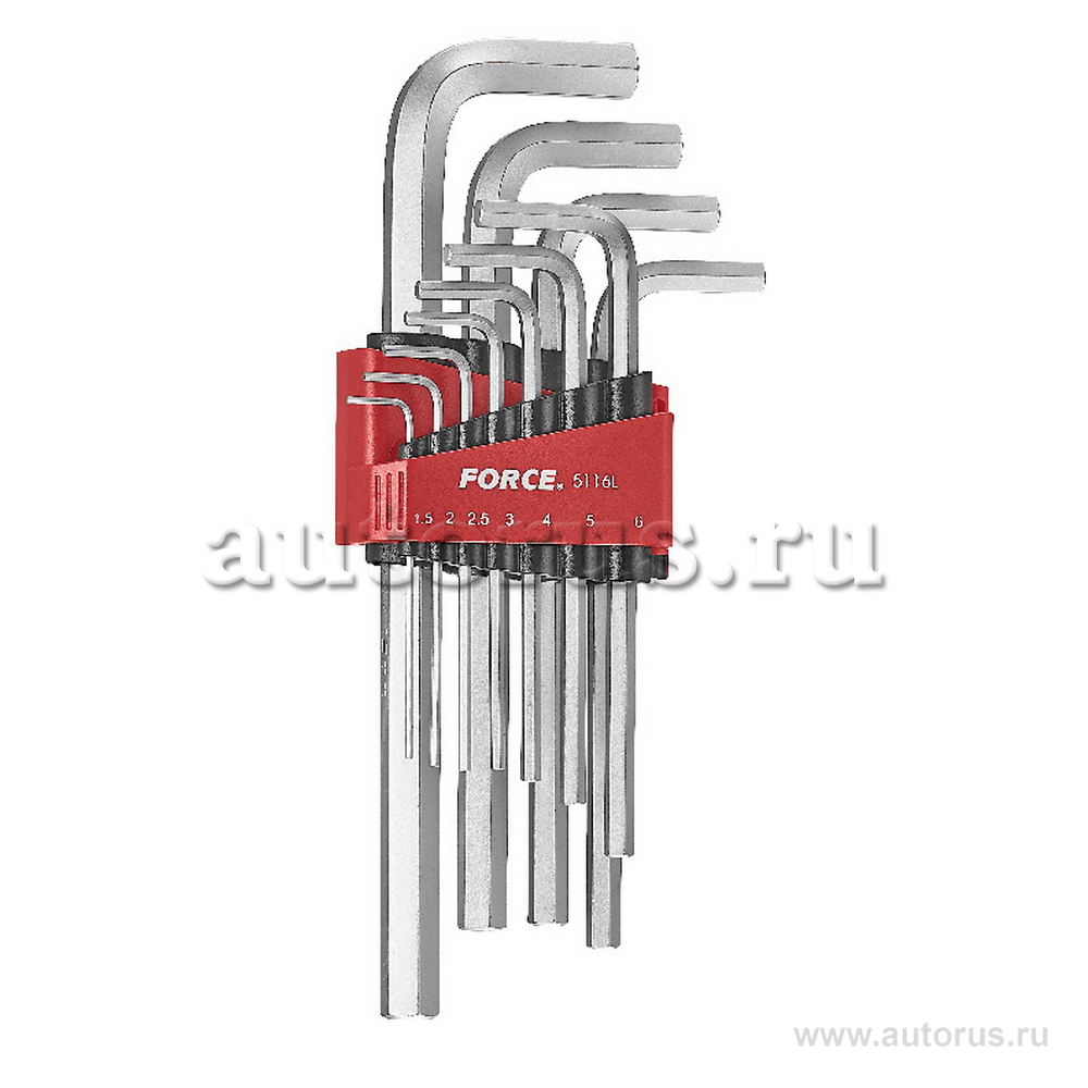 Набор шестигранников средн.Г-образн.1,5-12 мм, 11предм. FORCE 5116L