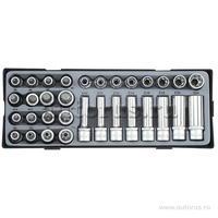 Набор головок TORX E10-E24 и головок-бит T50-T70/Т50Н-Т70Н/М5-M16 1/2DR ложемент 32пр FORCE T4322