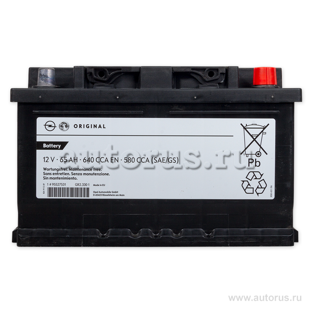 Аккумулятор GM STANDARD 65 А/ч обратная R+ EN 640A 278x175x175 95527531