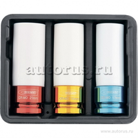 Набор ударных головок, удлиненн. 1/2, 6-ти гранн. CrMo, 3 шт. 17мм, 19мм, 21мм GROSS 13513