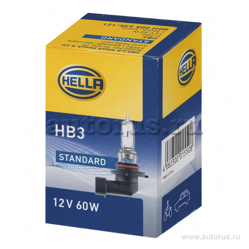 Лампа 12V HB3 60W HELLA 1 шт. картон 8GH005635-121