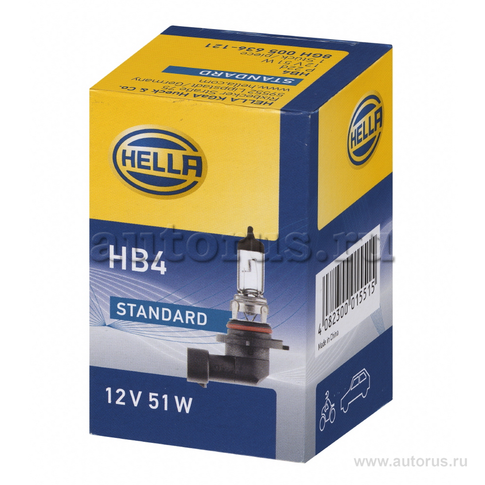 Лампа 12V HB4 51W HELLA Standart 1 шт. картон 8GH005636-121