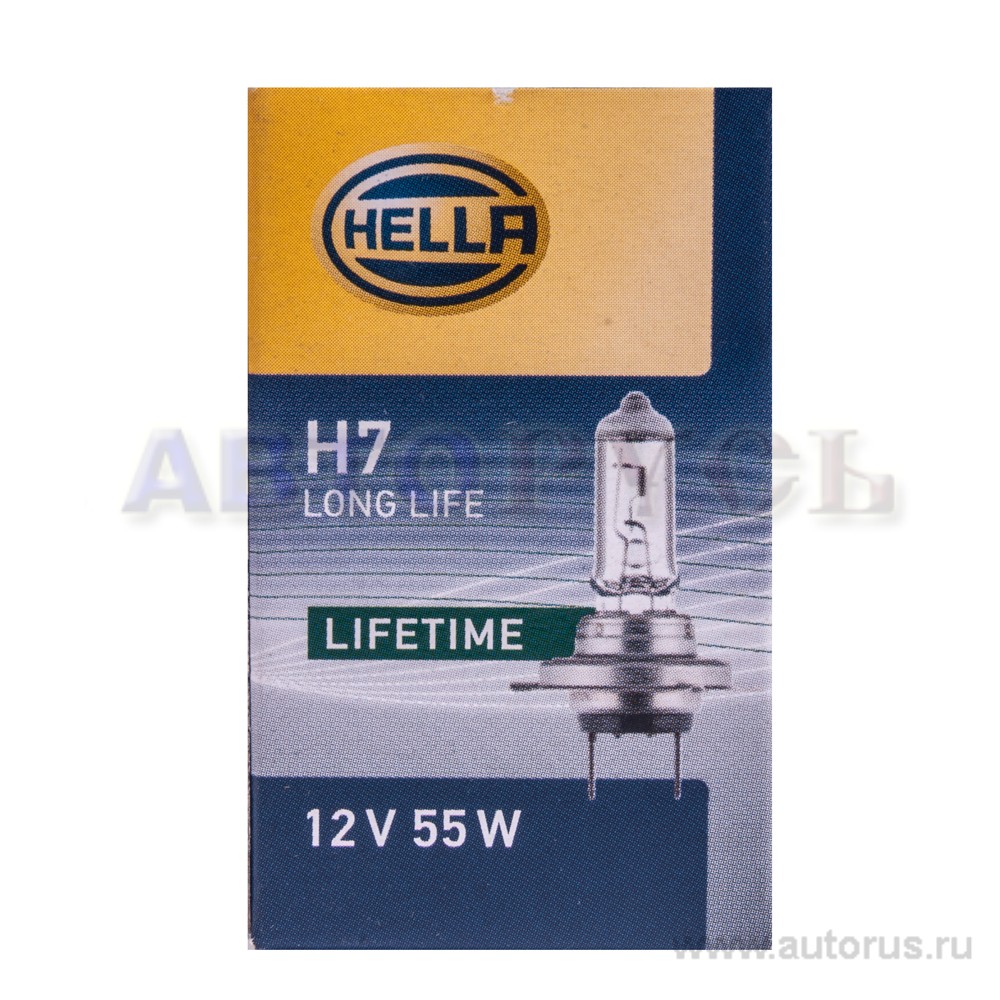 Лампа 12V H7 55W HELLA LONG LIFE 1 шт. картон 8GH007157-201