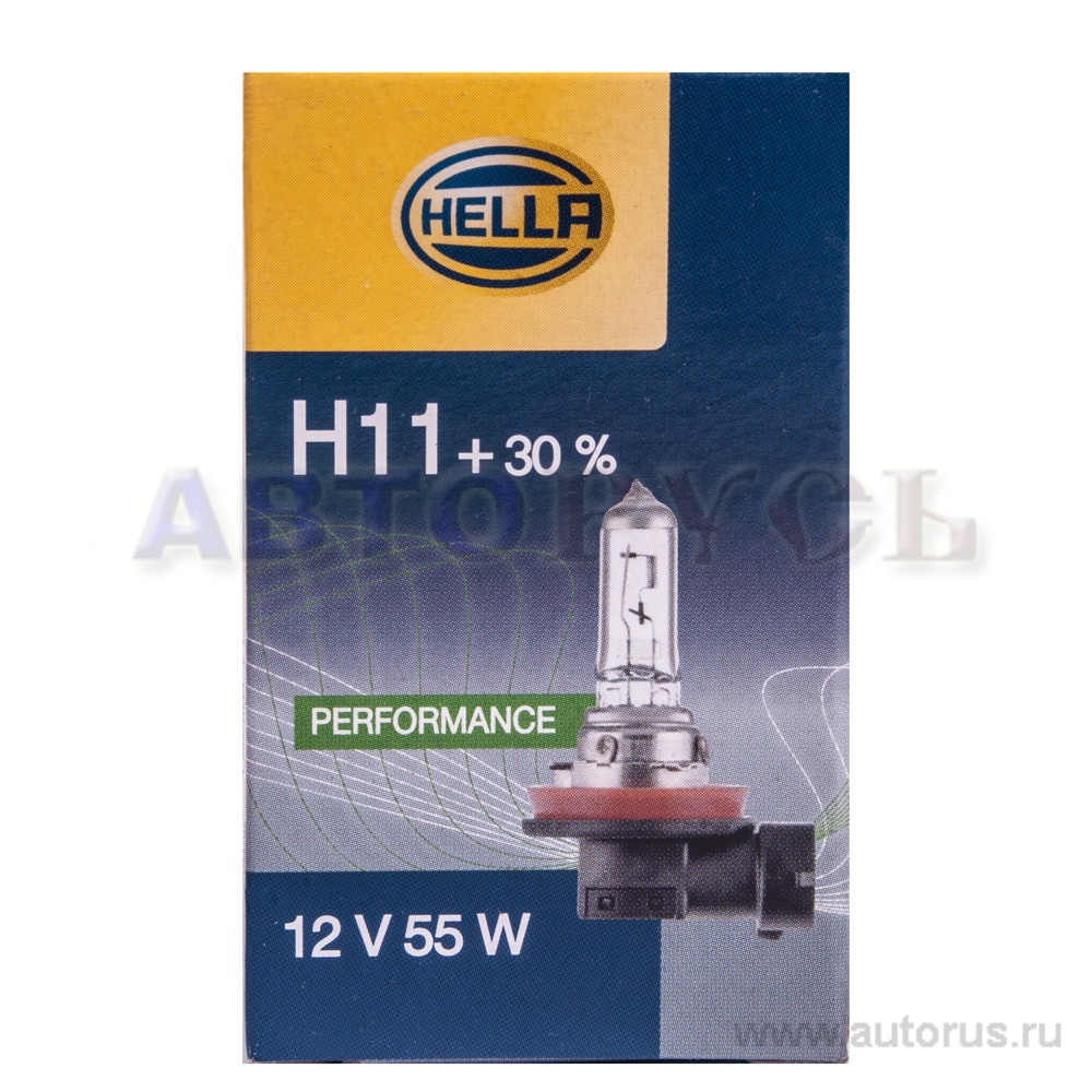 Лампа 12V H11 55W +30% HELLA 1 шт. картон 8GH008358-151