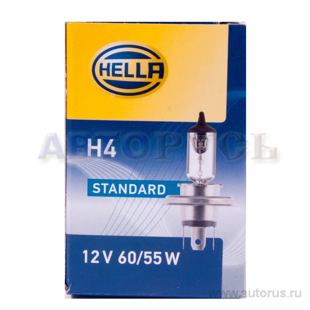 Лампа 12V H4 55/60W HELLA Standart 1 шт. картон 8GJ002525-131