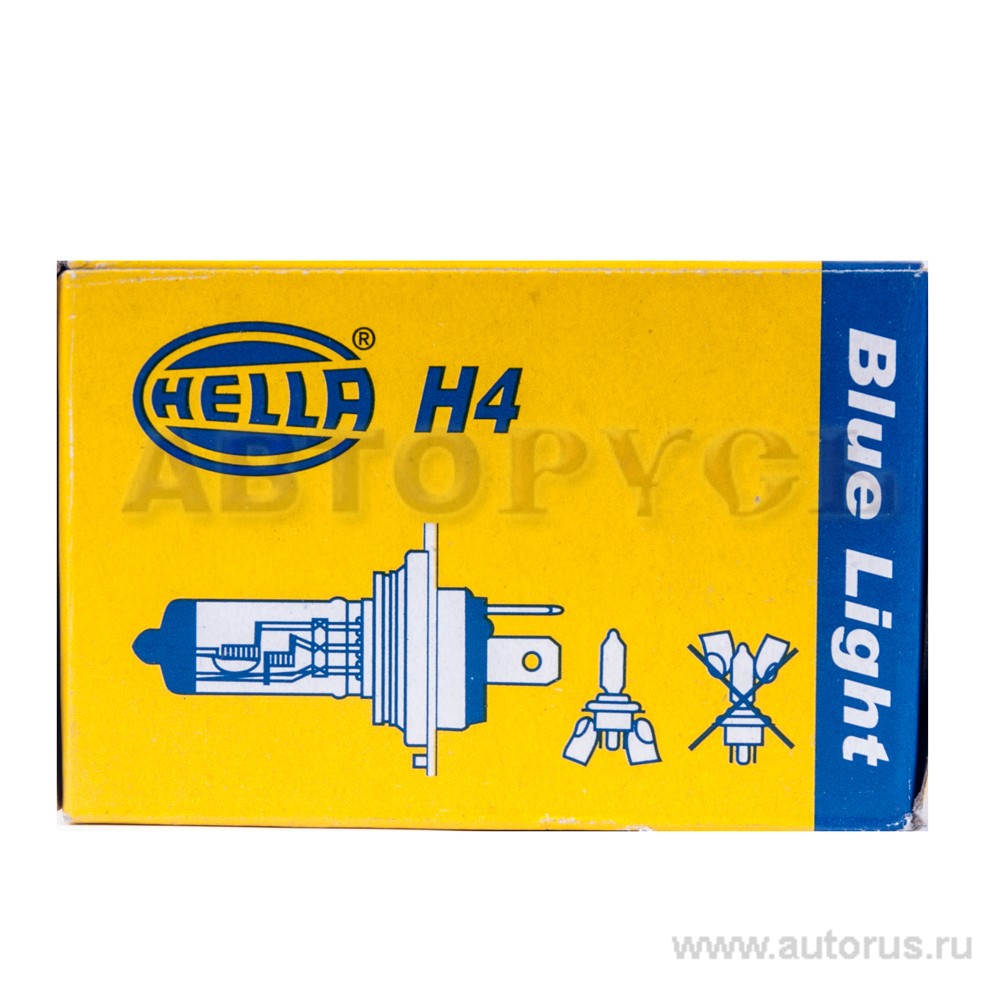 Лампа 12V H4 55/60W HELLA Blue Light 1 шт. картон 8GJ002525-361