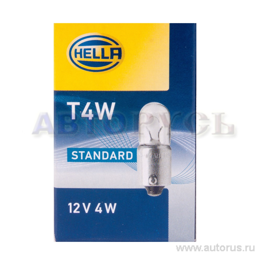 Лампа 12V T4W 4W HELLA 1 шт. картон 8GP002067-121