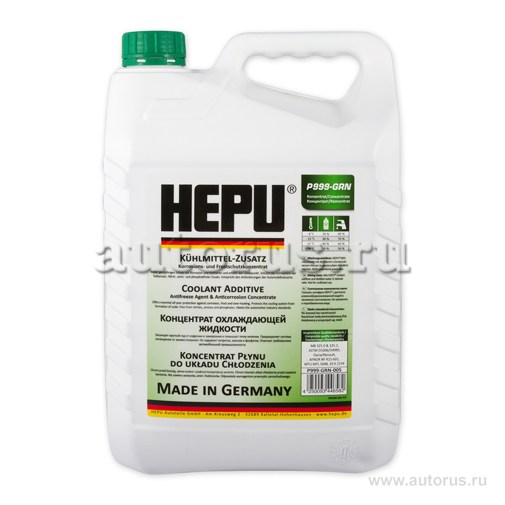Антифриз HEPU Coolant концентрат -40C зеленый 5 л P999-GRN-005