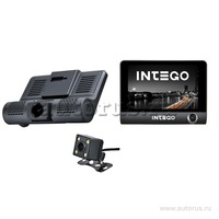 Видеорегистратор INTEGO VX-315DUAL HD,3 камеры, монитор 3,9", (зад.вид+дорога+салон)