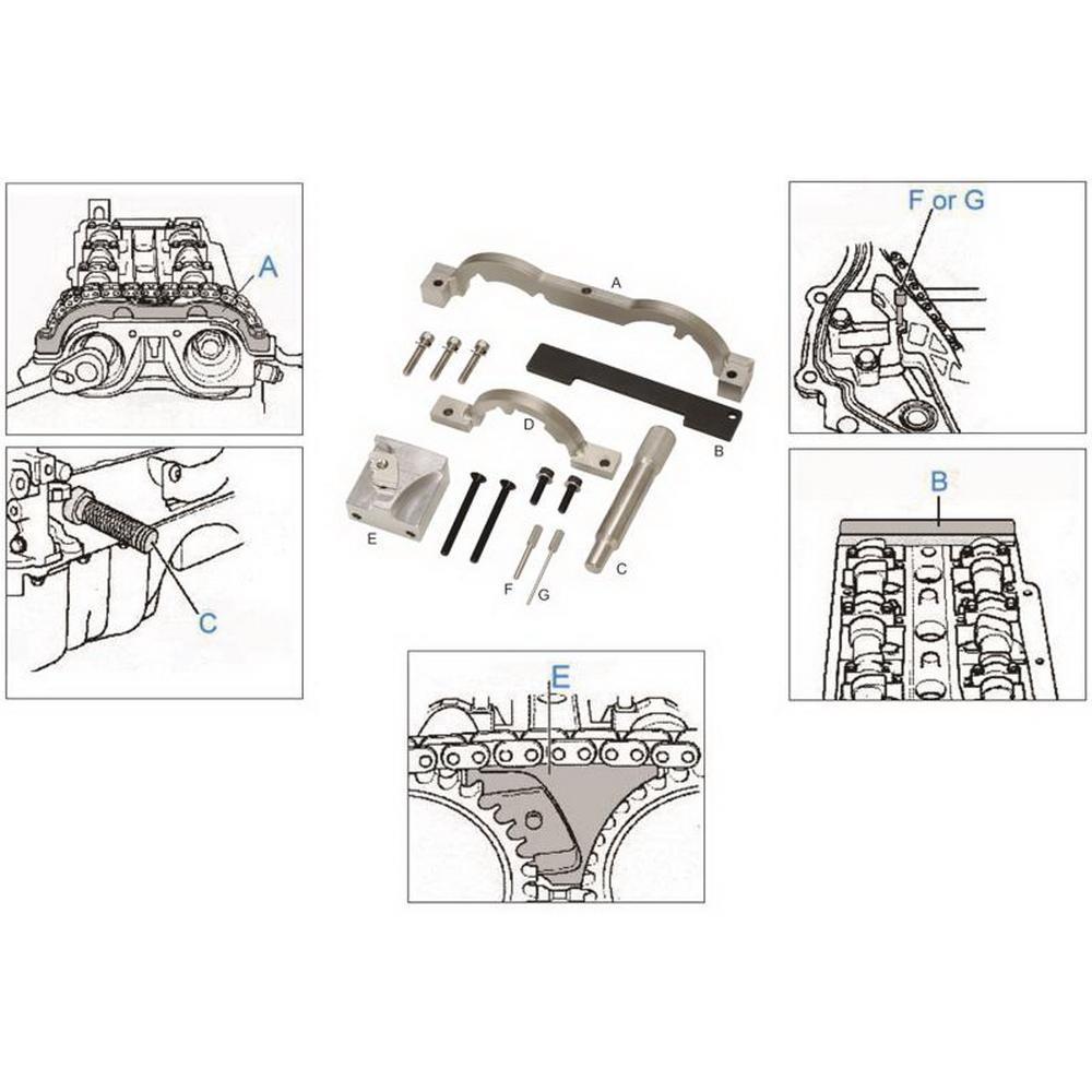 Набор приспособлений для фиксации коленвала и распредвала, OPEL,VAUXHALL,CHEVROLET JTC-4440