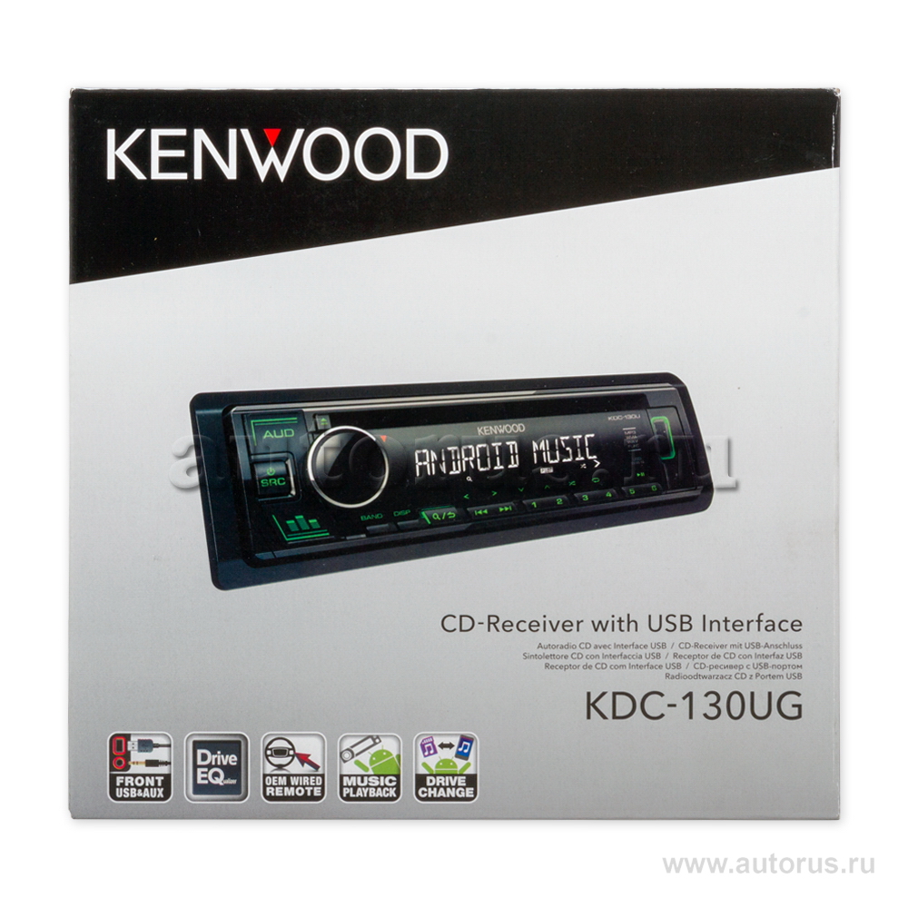 Автомагнитола CD MP3 KENWOOD KDC-130UG 4x50вт USB AUX Android зеленая подсветка
