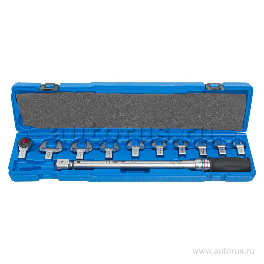 Динамометрический ключ 1/2 с набором рожковых насадок 13-30 мм, 40-200 Нм, кейс KING TONY 345202D11MR