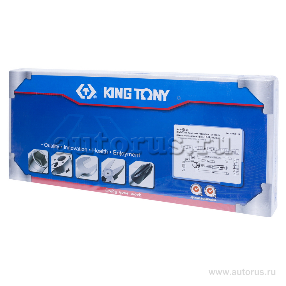 Набор торцевых головок с принадлежностями 1/2, двенадцатигранные, 10-32 мм, 24 предмета KING TONY 4028MR