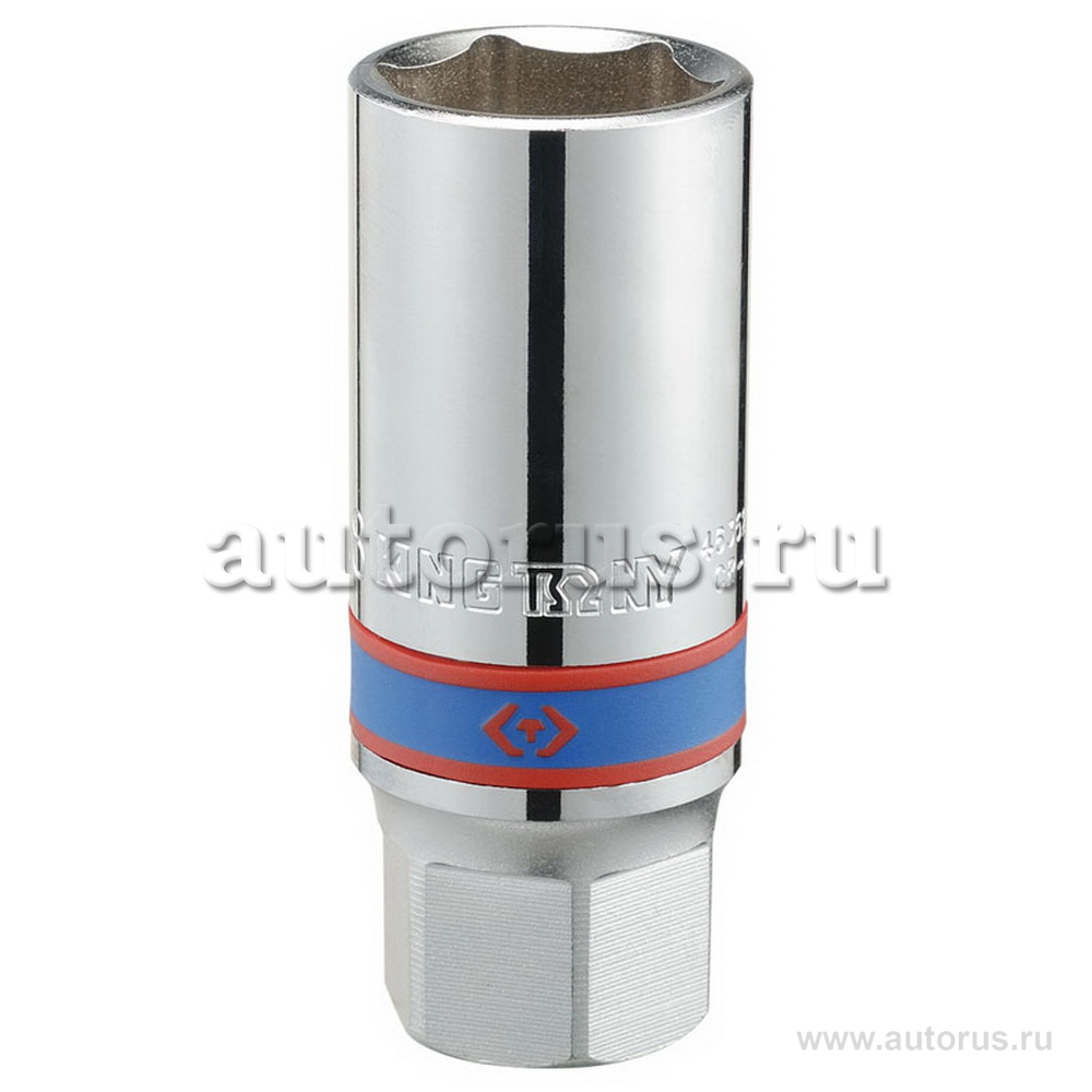 Головка свечная шестигранная 1/2, 21 мм, L 70 мм, резиновый фиксатор KING TONY 463521R