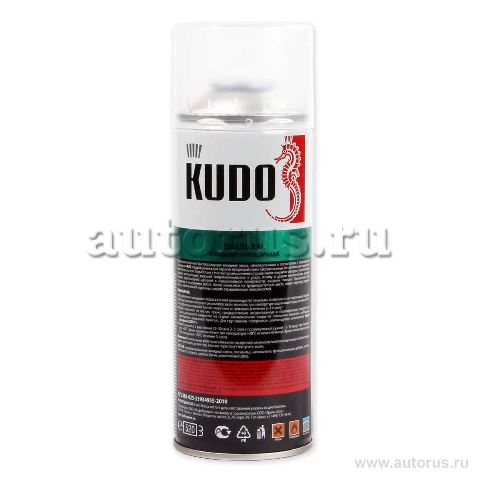 Краска спрей универсальная RAL 3020 красный насыщенный 520 мл. KUDO KU-03020
