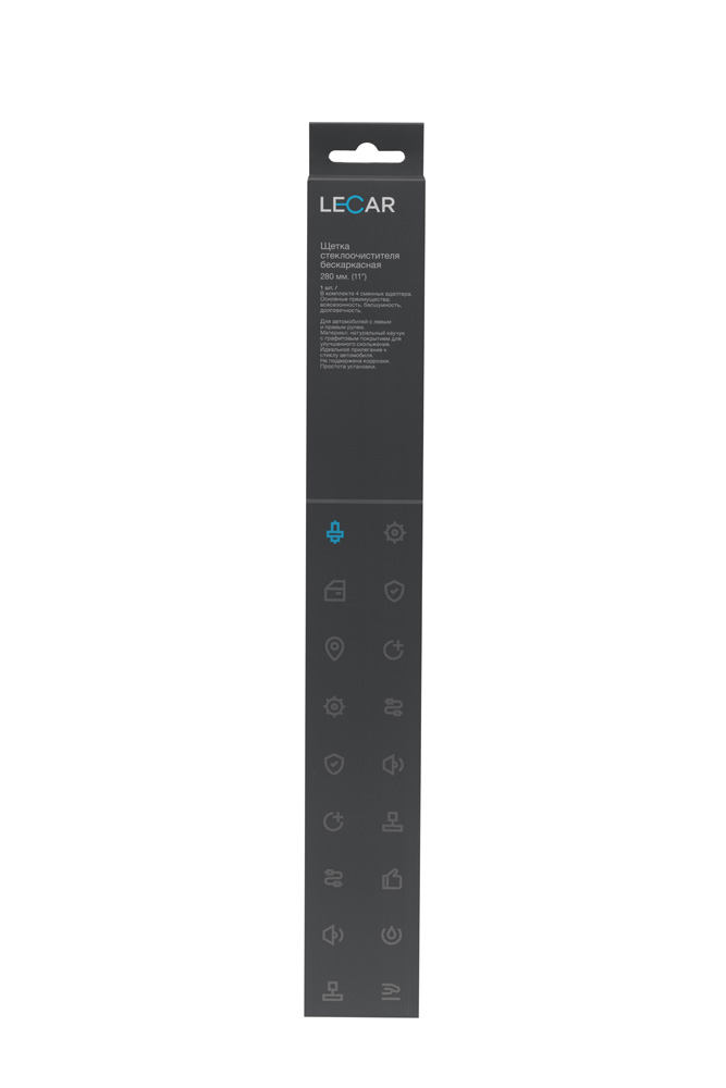 Щетка стеклоочистителя бескаркасная LECAR 280 мм. (11"), 4 сменных адаптера LECAR LECAR000010901