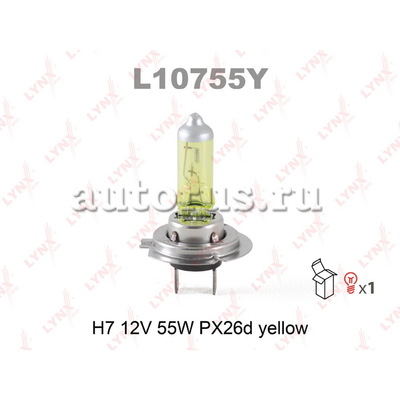 Лампа 12V H7 55W PX26d LYNXauto Yellow 1 шт. картон L10755Y