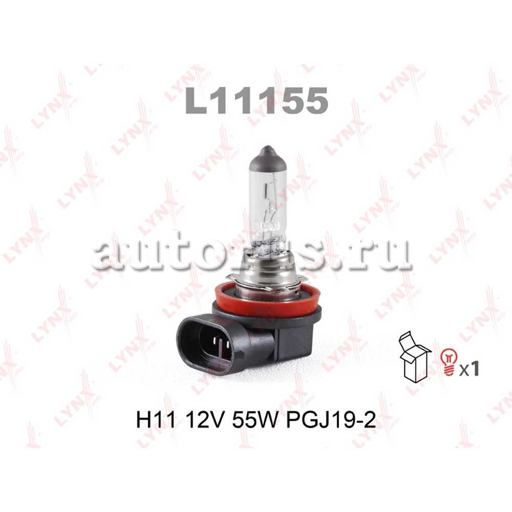 Лампа 12V H11 55W LYNXauto ORIGINAL LINE 1 шт. картон L11155