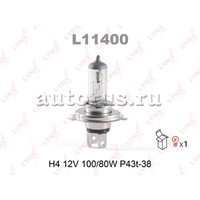 Лампа 12V H4 100/80W P43t LYNXauto 1 шт. картон L11400