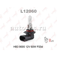 Лампа 12V HB3 60W P20d LYNXauto 9005 1 шт. картон L12060