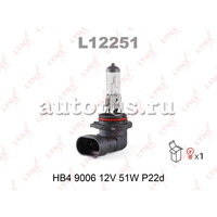 Лампа 12V HB4 51W P22d LYNXauto 9006 1 шт. картон L12251